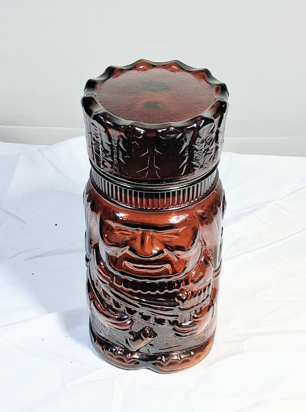 Vintage Molded "Root Beer" Glass 10" Tall 5" Diameter Lidded Cigar Humidor